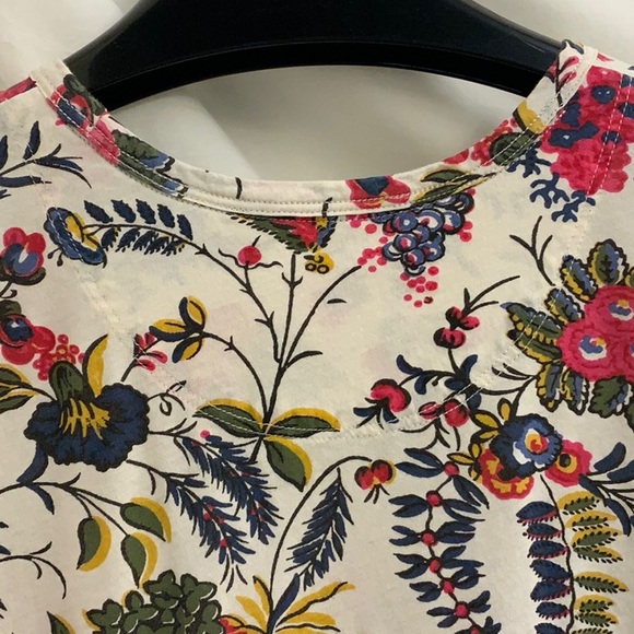 Floral Pattern Tory Birch Short Sleeve Cotton T-Shirt with Crew Neck - Size M - Picture 4 of 6